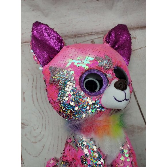 TY Flippables Sequin 12" Medium Size Day Chihuahua Puppy Dog Stuffed Animal - Picture 9 of 12